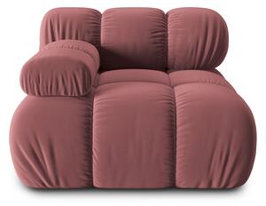 Canapea modulara Bellis cu 1 loc, colt pe partea stanga si tapiterie din catifea, roz
