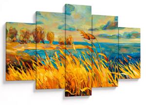 Tablou - Apus de soare peste lac, pictură acrilică (150x105 cm)