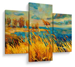 Tablou - Apus de soare peste lac, pictură acrilică (90x60 cm)