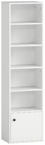 HOMCOM Bibliotecă verticală cu 6 niveluri și dulap, pentru living, dormitor și birou, 40x30x156 cm, albă | Aosom Romania