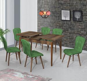 Safir Set masa 80*170 (extensibila) si scaune (6 bucati) Verde HAMAN