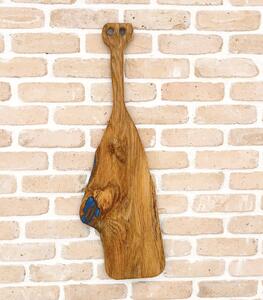 Oak Azure Runway – Platou XL din stejar cu inserții de rășină albastră - 82x25 cm