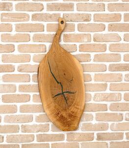 Platou „Oak Leaf 83” – Stejar masiv cu inserții de rășină verde - 83x33 cm