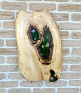 Platou „Titan Ash” – Frasin masiv cu inserții spectaculoase de rășină - 62x37x3 cm