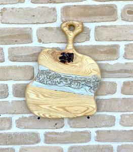 Platou „Ash Aura 40” – Frasin masiv și rășină epoxidică - 40x28 cm