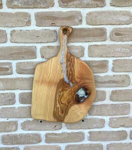 Platou „Ash Flow” din frasin masiv și inserții de rășină – 47x30 cm