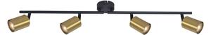 Plafoniera Industrial Klausen Spike 4-G, 79x15.5x8 cm, 4 becuri GU10, Design Modern Auriu si Negru, Corp Iluminat Metalic pentru Living Dining