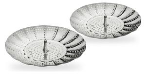 Set 2 coșuri de abur pliabile din inox, extensibile 16,5–24,5 cm