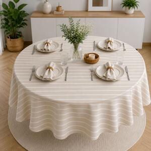 Fata de masa teflonata, rotunda, diametru 140cm, Dungi albe