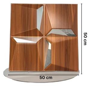 Reflectiva™ 3d Pvc Oglindă Panou De Perete 50 X 50 Cm - Pachet 8, Textură De Lemn