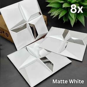 Reflectiva™ 3d Pvc Oglindă Panou De Perete 50 X 50 Cm - Pachet 8, Alb Mat
