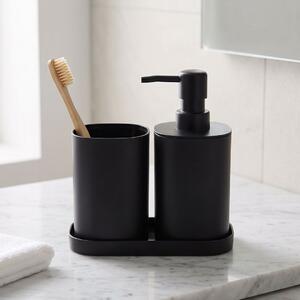 Set accesorii de baie, 3 piese, culoare negru, design modern