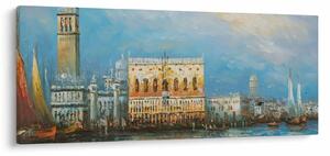 Tablou - Gondola care trece prin Veneția, pictură în ulei (120x50 cm)