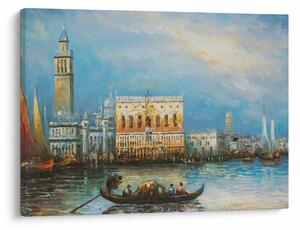 Tablou - Gondola care trece prin Veneția, pictură în ulei (70x50 cm)