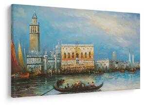 Tablou - Gondola care trece prin Veneția, pictură în ulei (90x60 cm)