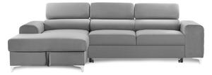 Colțar Extensibil LOFT NEW, cu lada depozitare, tetiere reglabile, 290x170x95 cm, Gri-Silver-Velluto / Stanga