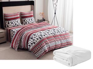 Set lenjerie cocolino TWINKLE CHRISTMAS colorat + cearsaf Cocolino microplus cu elastic SOFT 90x200 cm alb, pat de o persoana