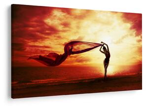 Tablou - Silueta femeii la apus de soare (90x60 cm)