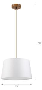Lustră pe cablu AIDA 1xE27/60W/230V, diam. 35 cm, stejar/maro/alb