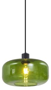 Lampă pandantiv retro neagră cu sticlă verde - Bizle