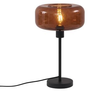 Lampă de masă retro neagră cu sticlă bronz - Bizle