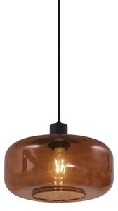 Lampă pendantă retro neagră cu sticlă bronz - Bizle
