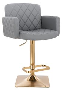 HC802KW Scaun Gri din Piele Ecologica cu Bază Aurie