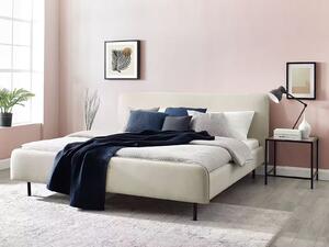 Cadru pat 180/200 cm, material țesătură, picioare negre, culoare grej