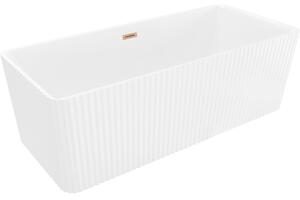Mexen Nila, cadă de baie independentă cu caneluri 170 x 75 cm, alb lucios, preaplin cupru mat, 52841708000-65