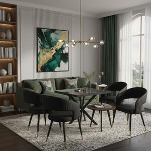 Masă fixă Pătrată Tania X Negru cu 4 scaune Piele Ecologică Monaco Negru