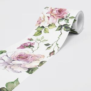 Bordură autocolantă din vlies trandafiri 15 cm x 5 m