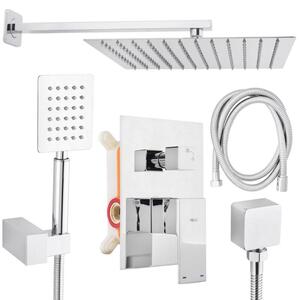 Set de duș încastrat Erga Dual cu duș tip ploaie 30×30, cromat, ERG-YKA-BP.DUAL30