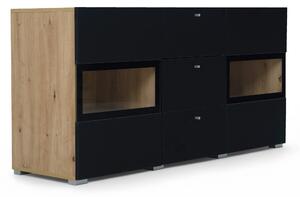 Comodă Baros 26 132 cm - stejar artizanal / negru mat