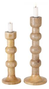 Set 2 suporturi de lumânări din lemn de mango Boltze Bubbles