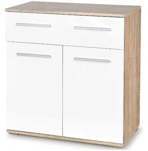 Comoda LIMA KM1, alb/stejar sonoma, PAL, 77x40x82 cm