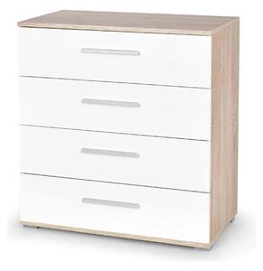 Comoda LIMA KM3, alb/stejar sonoma, PAL, 77x40x82 cm