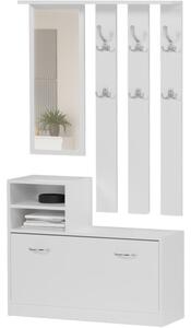 Dulap de hol practic cu oglindă și suport pentru pantofi 90 x 160 cm Alb