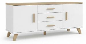 Comoda TV LOTTA, alb/stejar sonoma, PAL, 150x45x69 cm