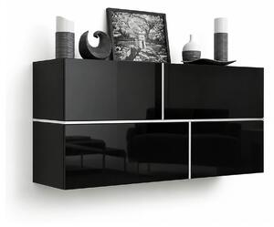 Comoda GOYA, negru/negru lucios/alb, PAL laminat, 170x40x80 cm
