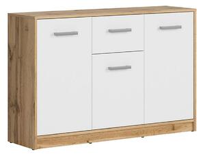 Comoda Matos, stejar wotan/alb, PAL, 119x34x79 cm