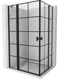 Mexen, Cabină de duș cu balamale Mexen Mist Duo 90 x 70 cm, grilă neagră - 8A4-090L-070P-70-77