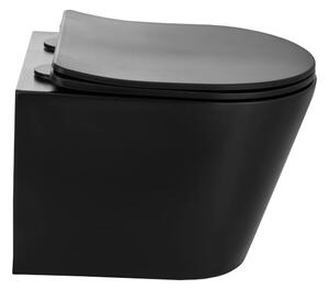Gamma MUT-201, vas de toaletă suspendat 490x360x370 mm, fără ramă + capac de toaletă duroplast, negru mat, GMA-MUT201BK
