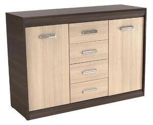 Comoda KORINA, stejar/wenge, DTD laminat, 140x48x100 cm