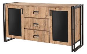Comoda Arcas Tonya, pin atlantic/negru, PAL melaminat, 160x45x80 cm