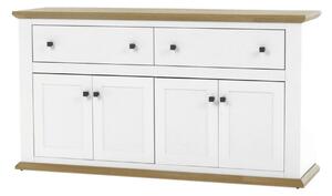 Comoda LEON MZ10, alb/stejar grand, DTD laminat, 160x45x87 cm