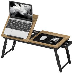 HOMCOM Suport Laptop Înclinabil, cu Înălțime Reglabilă și Sertar Lateral, 86x33x22,5-32 cm, Negru | Aosom Romania