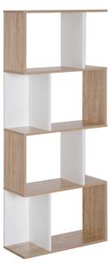 Biblioteca Design Modern 4 rafturi Lemn Natural si Alb, 60x24x148cm HOMCOM | Aosom Romania