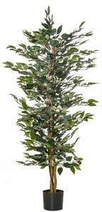HOMCOM Plantă Ficus Falsă, Plantă Înaltă de 150cm, Plantă Artificială Decorativă pentru Interior și Exterior, Ø17x14.5 cm, Verde | Aosom Romania