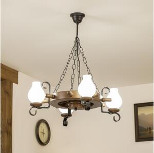 Brilagi - Candelabru pe lanț TIMONA 4xE14/40W/230V diam. 50 cm fag/nuc