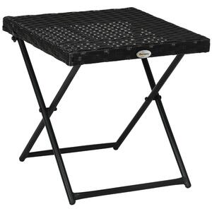 Outsunny Masuta pentru Gradina Pliabila din Ratan Sintetic si Otel, Masuta pentru Exterior Economie Spatiu 40x40x40cm, Negru